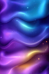 Obraz premium Vibrant abstract waves of purple, blue, and gold reflect a cosmic atmosphere