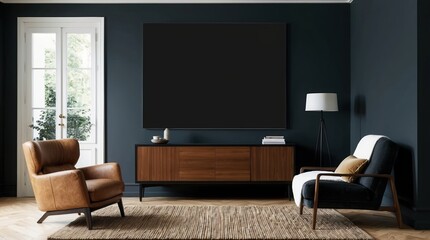 Cozy modern living room with warm lighting