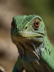 Fototapeta premium Green lizard close-up.