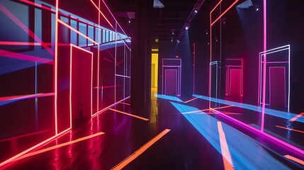 An Abstract Composition Showcasing an Interactive Blend of Shapes and Colors, Exploring the Relationship Between Movement, Perception, and Visual Engagement in a Dynamic Artistic Expression