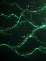 Green particle wave background.