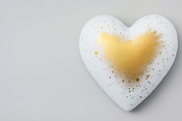 Obraz premium Decorative heart shaped stone with golden accents on a light background