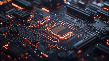 Obraz premium secure connection or cybersecurity service concept of compute motherboard closeup and safety lock with login and connecting verified credentials as wide banner design - Generative AI 