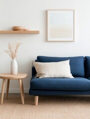 Contemporary Living Room with Clean White Walls and Cozy Decor