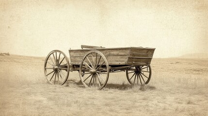 Fototapeta premium Western Wagon. Vintage American Pioneer Carriage in Wild West