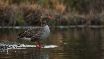 Fototapeta premium Greylag goose in a natural setting.