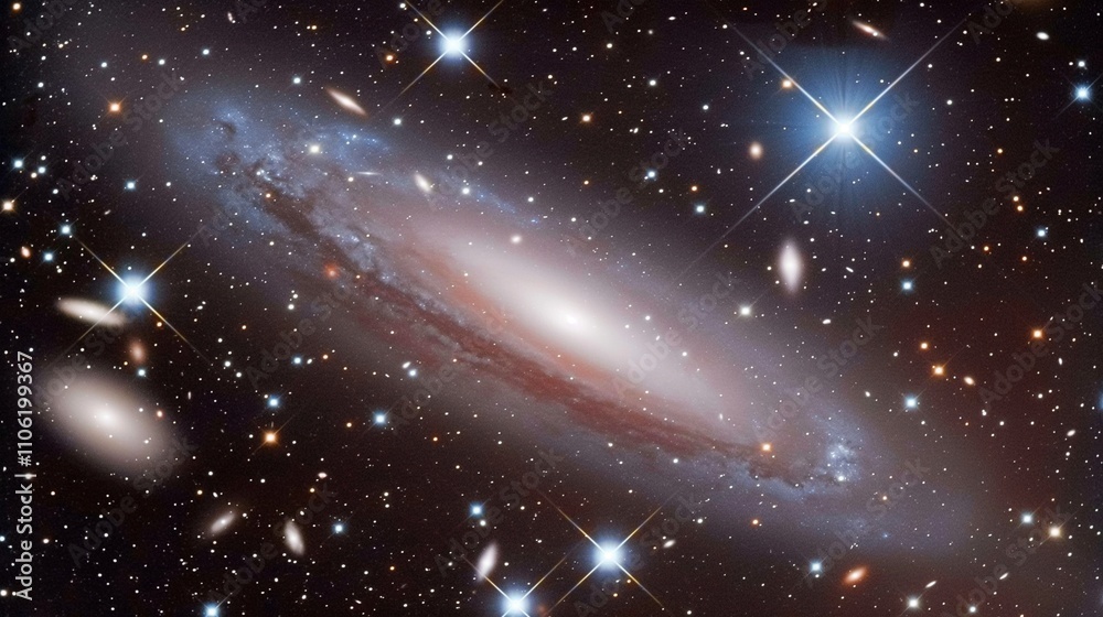 Canvas Prints round galaxy with sparkling stars in dark space image. stunning cosmic formation with glowing core p