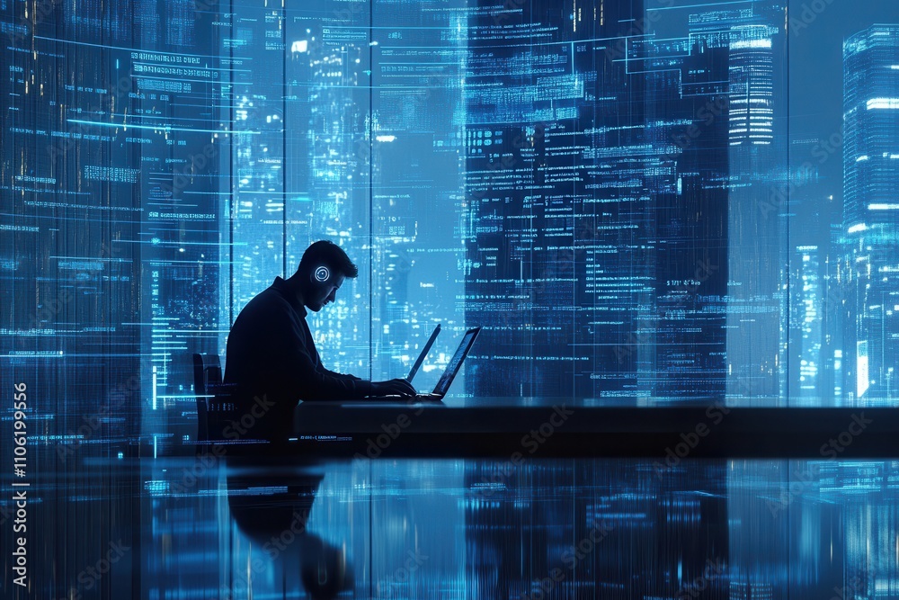 Poster programmers and cybersecurity experts create websites and security measures in the social world and 