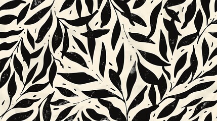 An Abstract Lino Print Pattern Inspired by Nature, Featuring Flowing Organic Shapes and Textures, Reflecting the Harmony and Complexity of Natural Forms Through Bold, Contrasting Lines