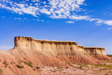 Rugged multi color plains, mountains and valleys of Badlands National Park near Wall, South Dakota