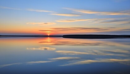 Obraz premium Sunset beauty reflected in a serene lake