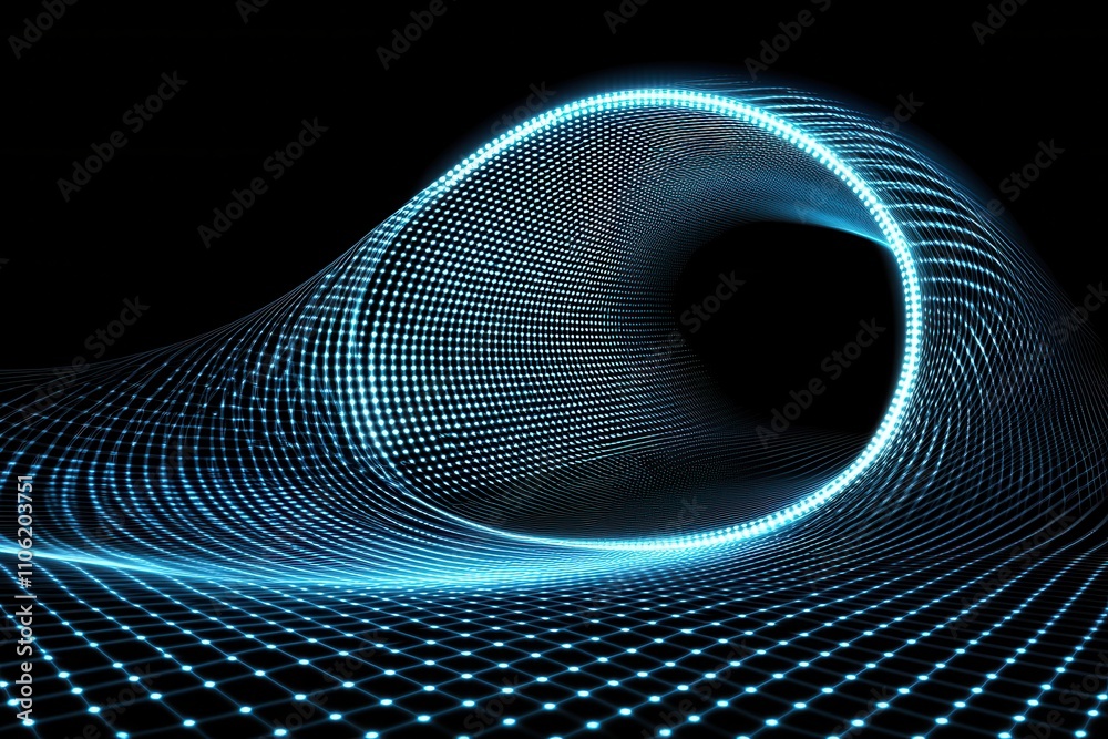 Poster blue digital binary numbers on a computer screen background