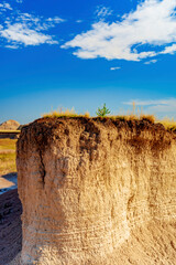 Rugged multi color plains, mountains and valleys of Badlands National Park near Wall, South Dakota