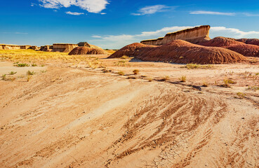 Rugged multi color plains, mountains and valleys of Badlands National Park near Wall, South Dakota