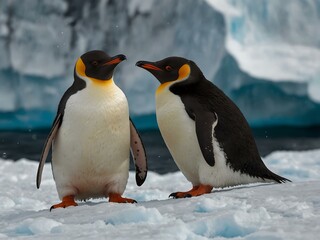 Fototapeta premium Group of penguins on an iceberg in Antarctica.