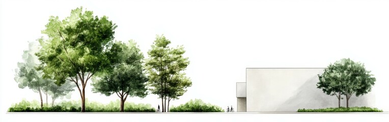 Fototapeta premium Modern architectural design with greenery and trees
