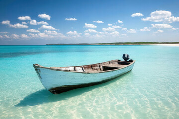 Aerial View of Boat in Crystal Clear Water