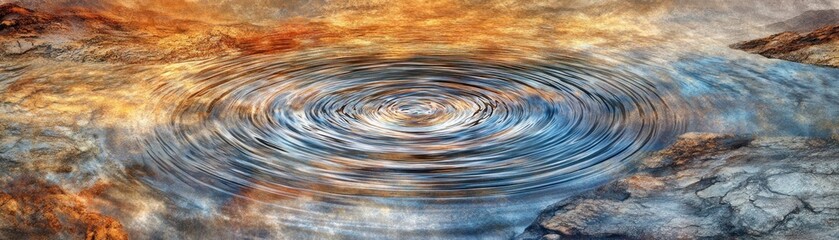 Fototapeta premium A serene water surface reflecting vibrant colors, creating a tranquil atmosphere.