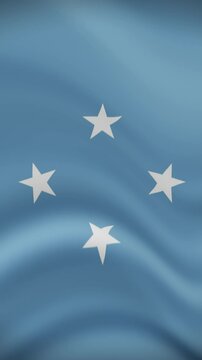 Federated States of Micronesia Waving Flag in Vertical Orientation. Realistic Flag Animation. Seamless Loop Background.	