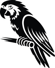 parrot silhouette vector icon white background.
