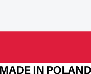 Made in Poland with Poland flag isolated on white background . Polish product badge icon . Vector illustration