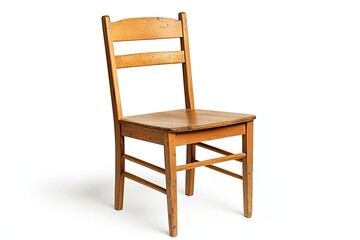 Shaker Furniture Simple Ladder-Back Chair Isolated on White