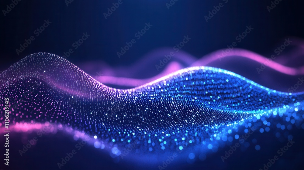 Poster a flow of musical tones. an abstract backdrop with intertwined dots and lines. 3d rendering