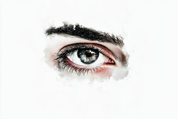 Fototapeta premium Close-up painted eye, gray iris, expressive gaze.