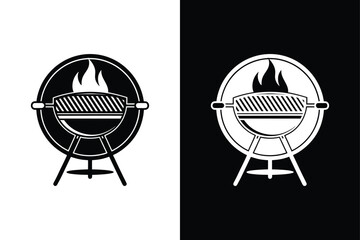 Grill BBQ vector icon design vector on White Background ,Vector Art Illustration on white background.