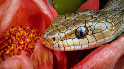 Obraz premium Snake and Flower: Symbiosis in Nature