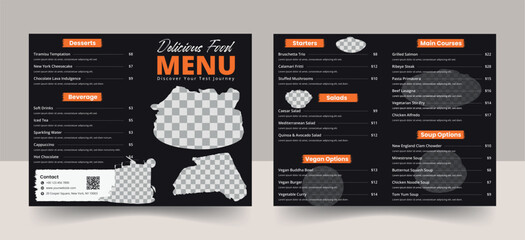 A4 Premium Pizzeria  Restaurant food menu brochure template, bifold Menu to pizza restaurant price list modern cover layout