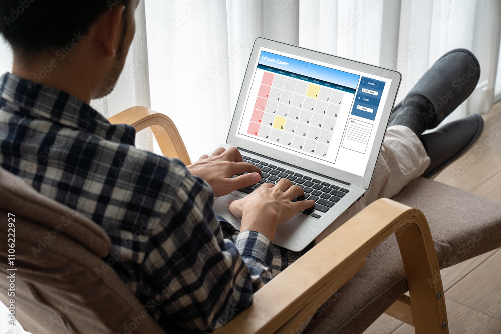 Poster calendar on computer software application for modish schedule planning for personal organizer and on