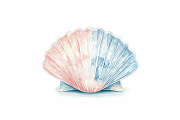 Elegant Watercolor Shell with Soft Pastel Colors Perfect for Coastal and Nautical Themes