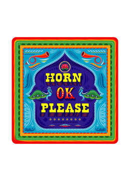 Horn please decorative indian typography and truck art, background, pattern, abstract, vector, design, banner, isolated, nature, font, illustration, concept, poster, retro, creative, card, celebration
