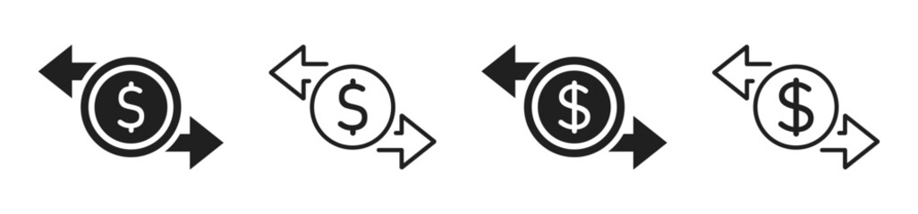 Dollar money transfer icon set. Money transfer icon