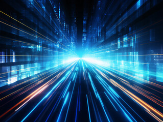 Fototapeta premium Abstract technology background of high speed global data transfer, ultra fast broadband and connection, digital explosion, cyber tech motion