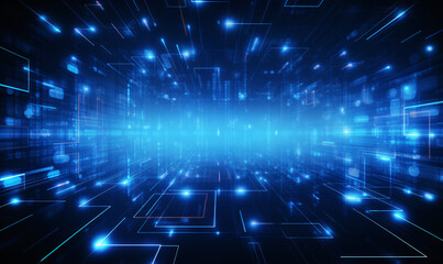 Abstract technology background. Background 3d grid.Cyber technology Ai tech wire network futuristic wireframe. Artificial intelligence. Blurred bokeh style background.