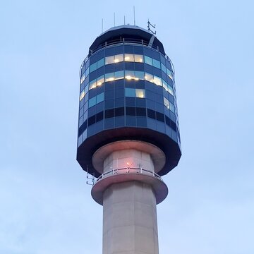 air traffic control tower YVR at dusk