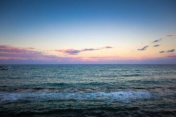 Beautiful sunset over sea. Sicily, Italy, Europe