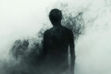 Obraz premium Dark figure obscured by swirling smoke.