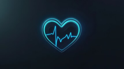 A glowing blue heart symbol features a heartbeat line, symbolizing health and vitality. The digital art style creates a modern and captivating visual representation of wellness.