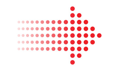 Vector halftone red arrow.Dots arrow icon.

