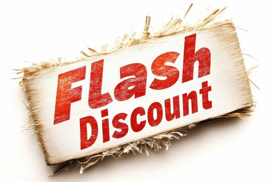 Red painted wood sign: flash discount.