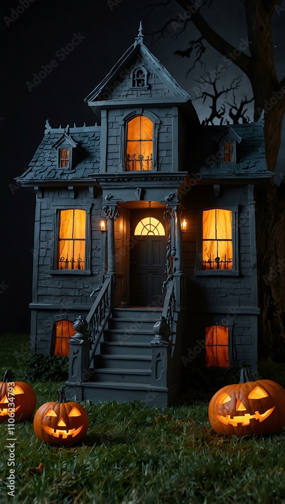 Wall mural Haunted house decoration for Halloween.