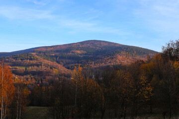 autumn landscape in the owl mountains in lower Silesia