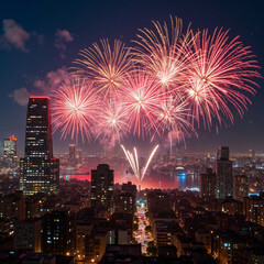 fireworks over the city