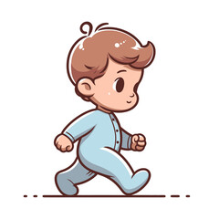 Obraz premium Cute Walking Boy in Pajamas - Isolated Vector Illustration