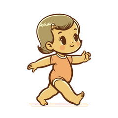 Obraz premium Happy walking toddler illustration, isolated vector illustration, cheerful baby artwork, child-themed design concept.