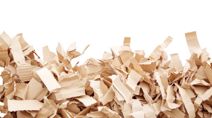 Shredded corrugated paper fragments 