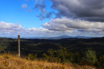 Cloudy day on the Owl Mountains in Lower Silesia